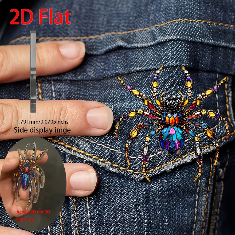 TEMU 2d Flat 1pc Acrylic Fashion Exquisite Brooch Design Accessory Gorgeous Spider Suitable For Various Holiday Gifts All-match Gift Giving