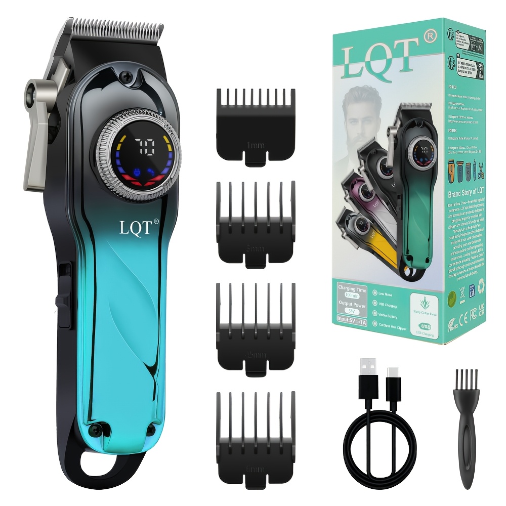 TEMU Cortadora de pelo profesional LQT de grado salón, recargable por USB, pantalla digital inteligente, diseño de cuerpo ajustable. Adecuada para de