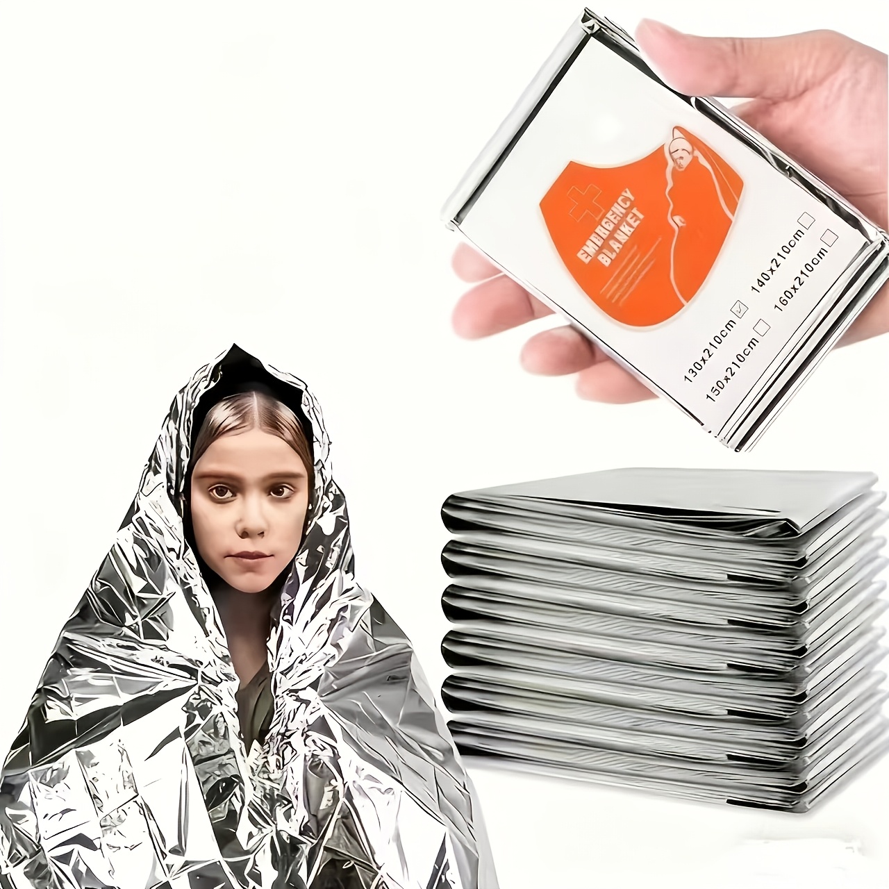 5pcs Emergency Insulated Blanket Set with Random Pattern Postcards