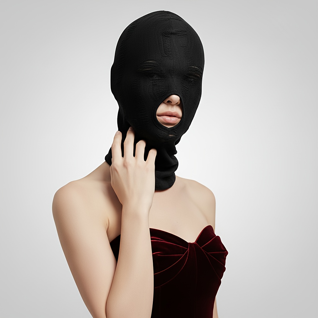 balaclava tricotée unisexe avec bouche  ,   pour    , les performances rock et hip-hop, les décorations de soirée à la boîte et les couvre-chefs  