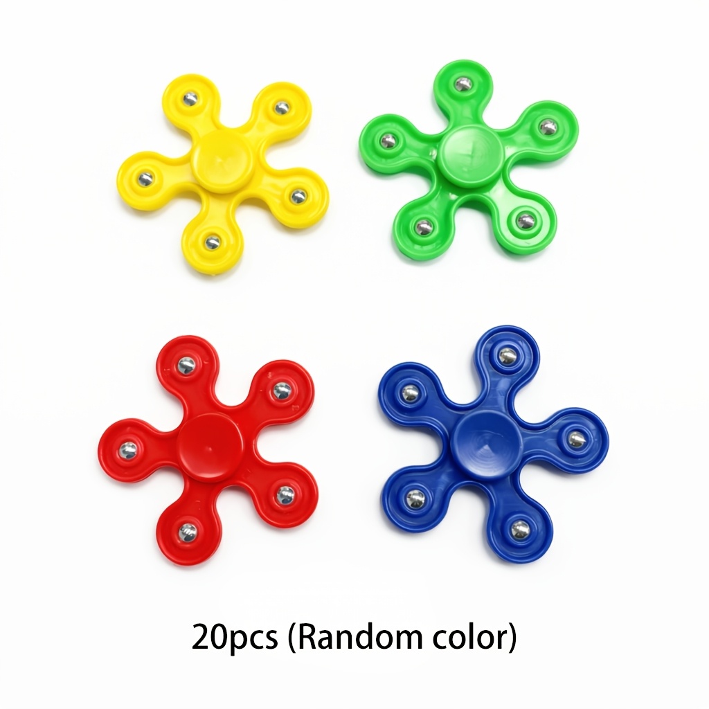 TEMU 20pcs 5-bead 5-leaf Fidget Spinners With Smooth And Long-lasting Spin, Fun Small Desktop Leisure Items, Kids' Party Favor Sets And Classroom