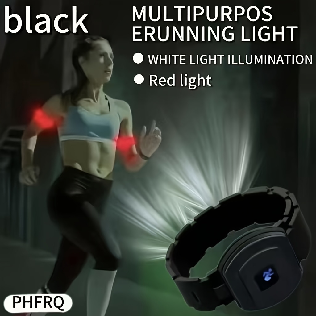 TEMU Phfrq - 1pc Led Running Armband Light, Usb Rechargeable, Wearable Or Leg, 3 Lighting , Ip65, Suitable For Running, Camping, Walking, Light |