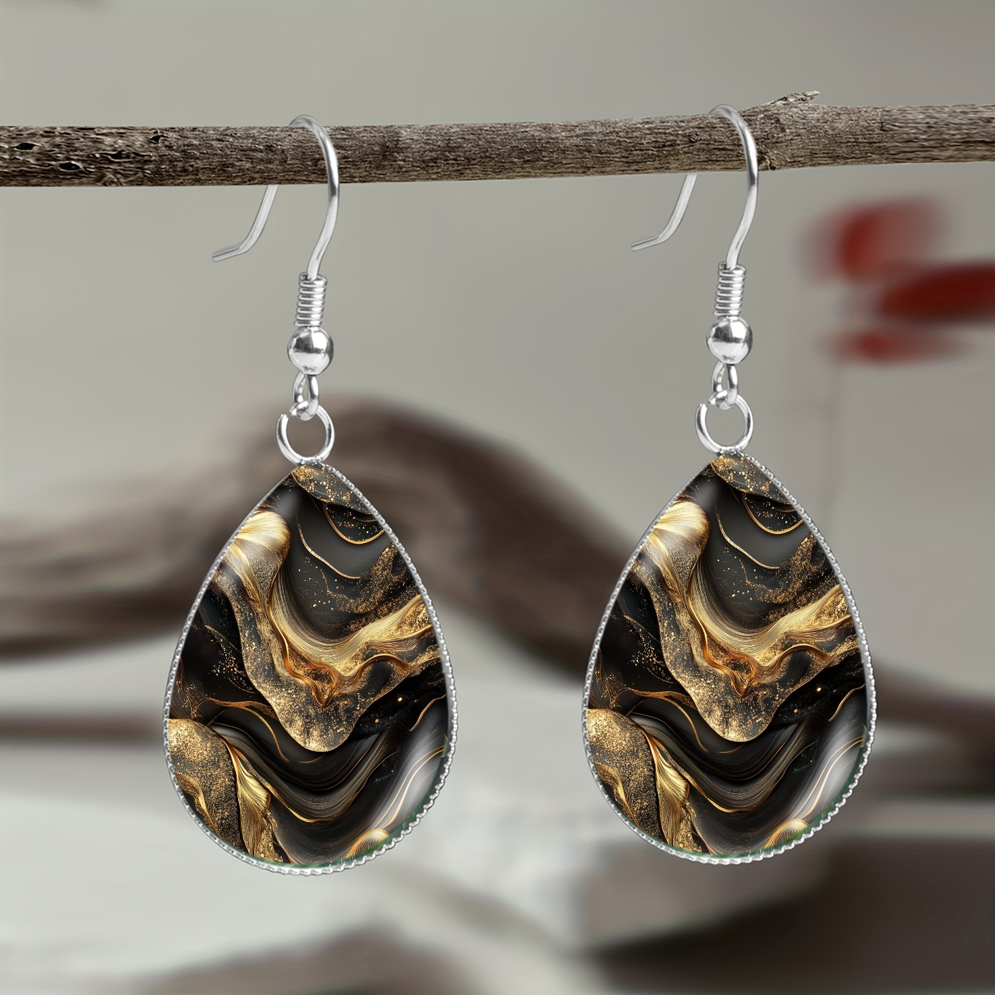 TEMU 1 Paire de boucles d'oreilles en acier inoxydable 316 avec motif de ruban et doré, bijoux élégants de style français pour hommes et femmes, à et