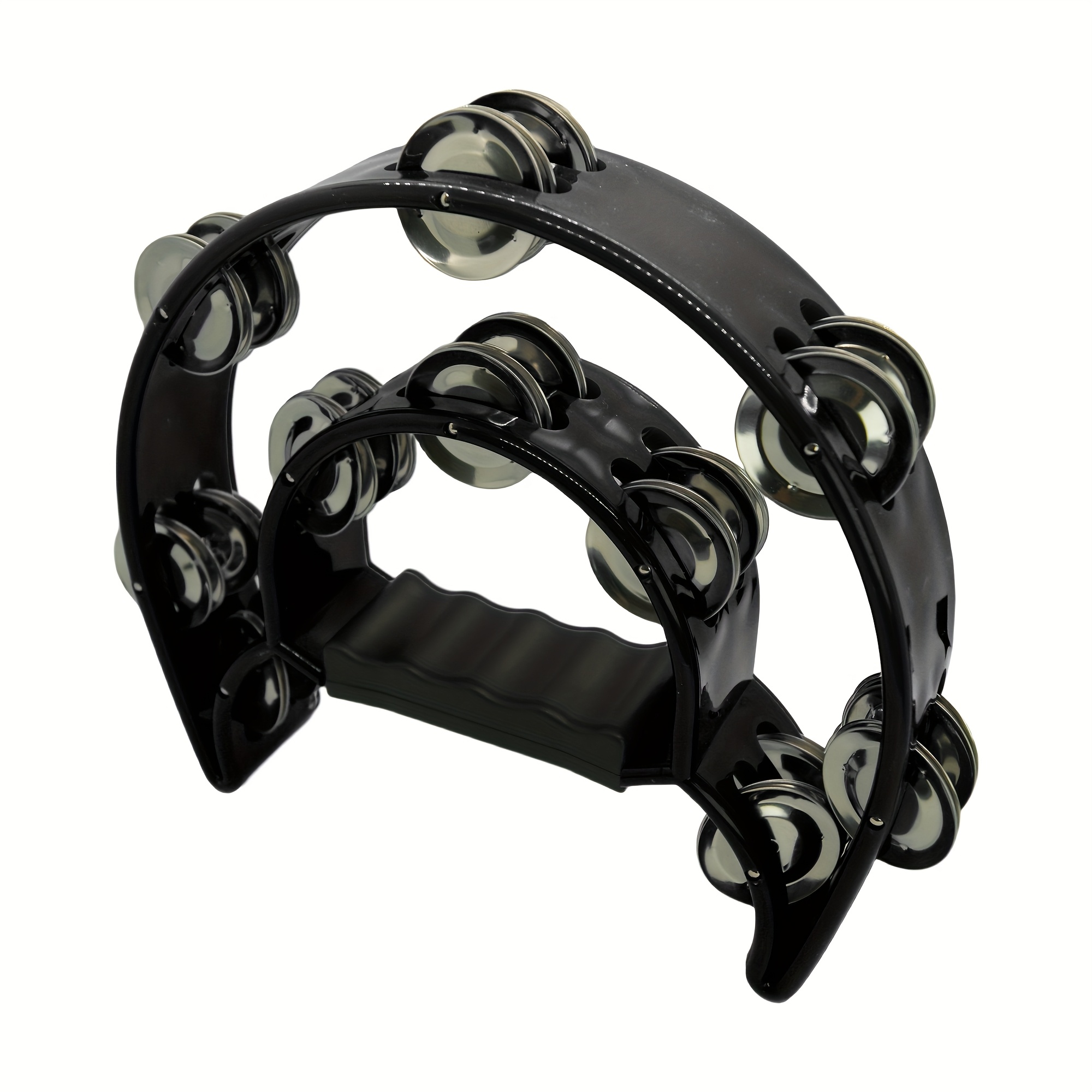 TEMU Eavnbaek Hand Bell Double Row Flower Bell Drum Tambourine | Metal Hand Held Percussion Drum, Abs Material, Available In Multiple Colors:, Red,
