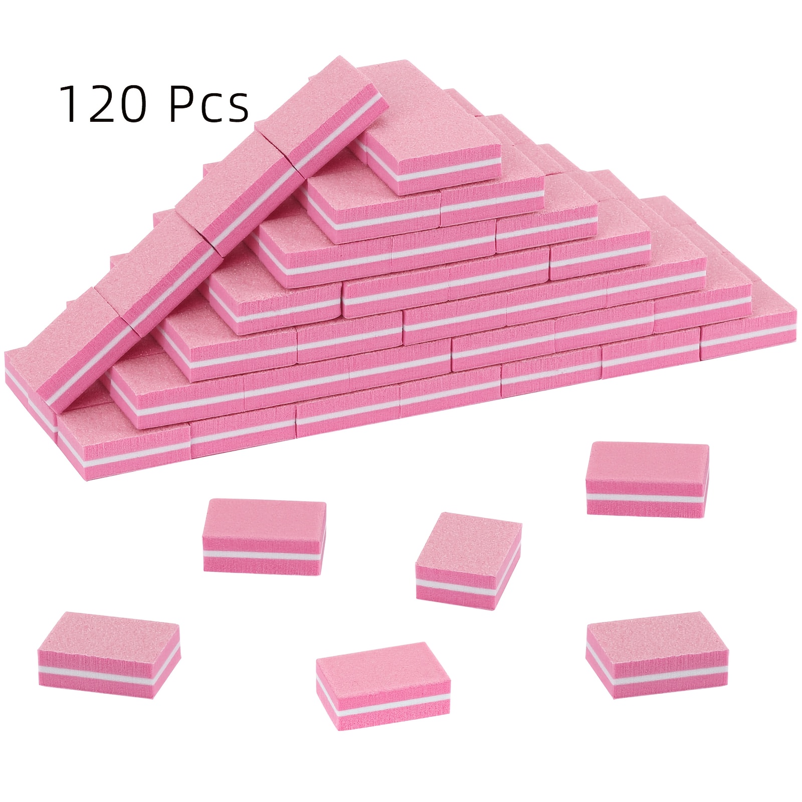 Image of 120pcs Block Nail File For Acrylic Nails And Natural Nails, 100/180 Grit Nail Buffer Block Bulk Buffing Blocks For Nail Buff Professional Manicure File Blocks Set