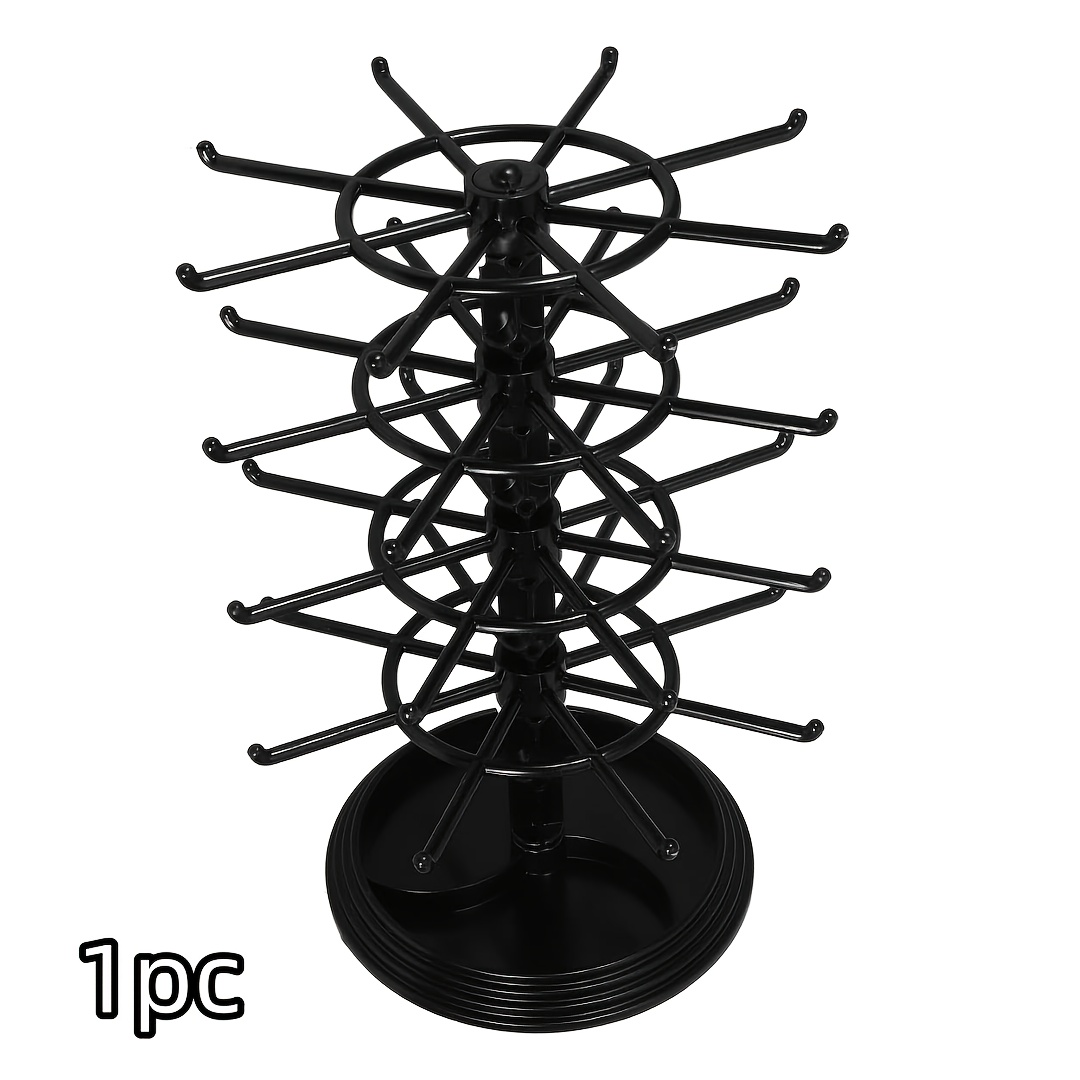 TEMU Présentoir de rangement décoratif à 4 niveaux pour bracelets de perles rotatif à 360°, présentoir à 32 crochets pour bracelets et , avec plateau