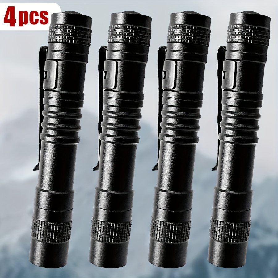 

Led 4pcs Pocket Pen Light Flashlight Small Mini Handheld Pen Light With Clip Suitable For Small Spaces, Camping, Outdoor, Emergency Situations (without Battery)