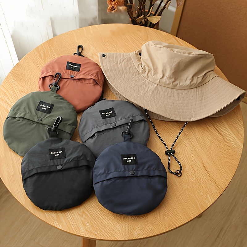 

Classic Retro Solid Color Versatile Bucket Hat, Portable Folding Fisherman Hat Uv Protection, For Outdoor Sports Fishing Hiking