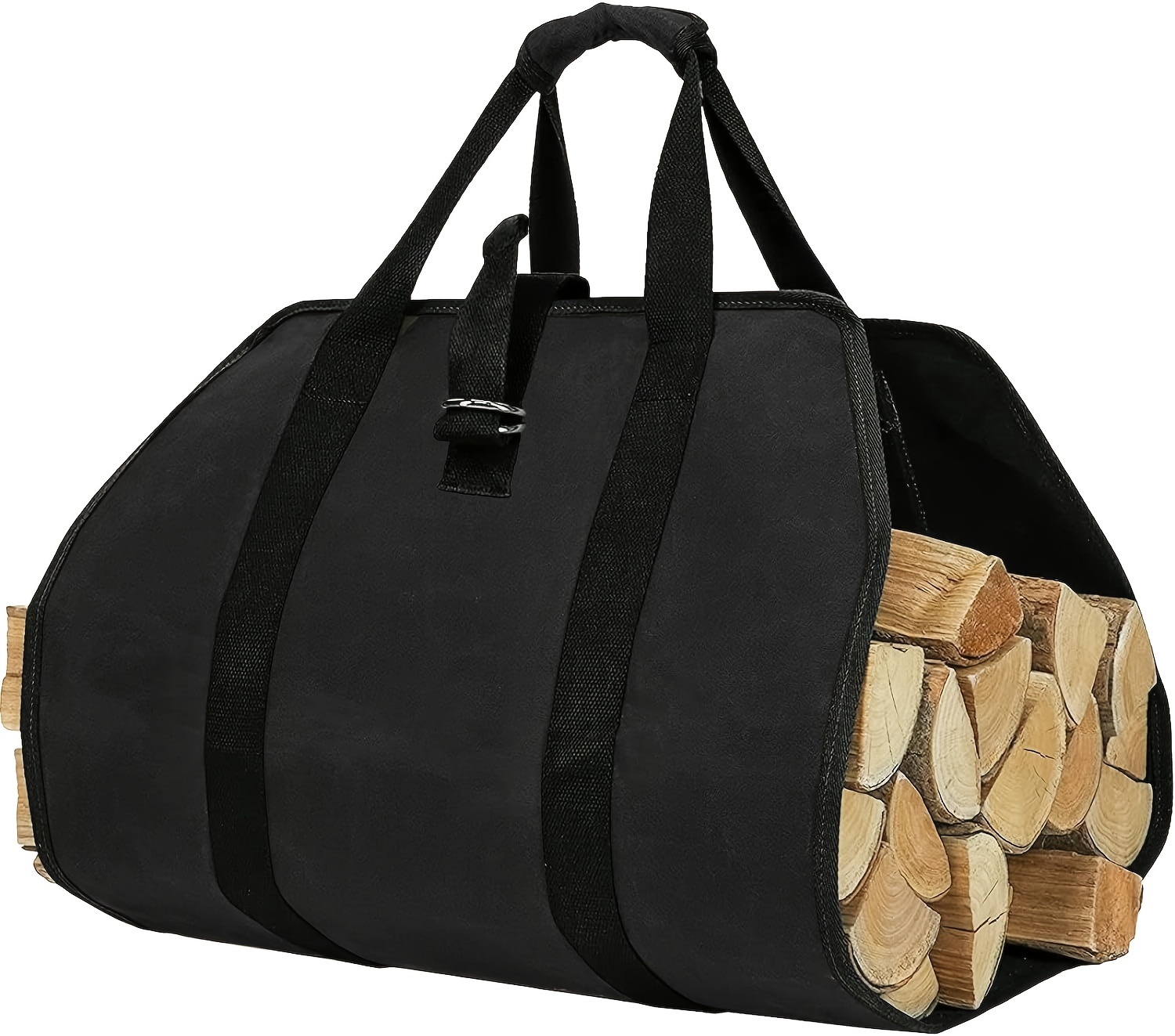 1pc large capacity wheat straw firewood carrier bag portable outdoor log transport organizer with   handles details 0