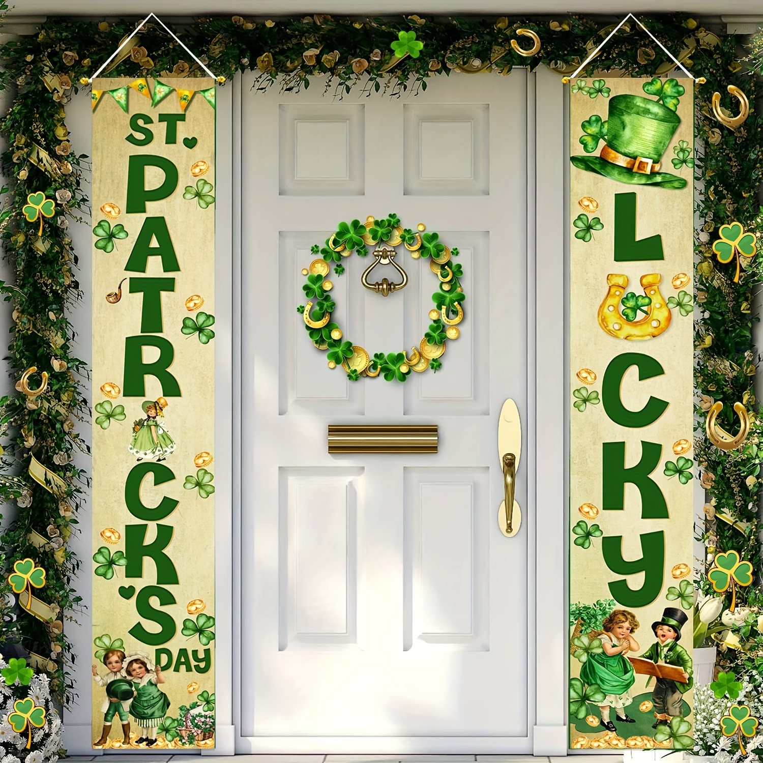 

's Day Vintage Door Banners - 2pcs Set, Polyester Porch Signs For Indoor/outdoor Decor, 71x12 Inches