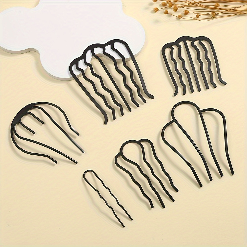 

6 Metal Combs, Forks, Teeth, And Needle Rods For Curling, U-shaped Hair Combs For Vintage Hairstyle Accessories, Combination Of Hair