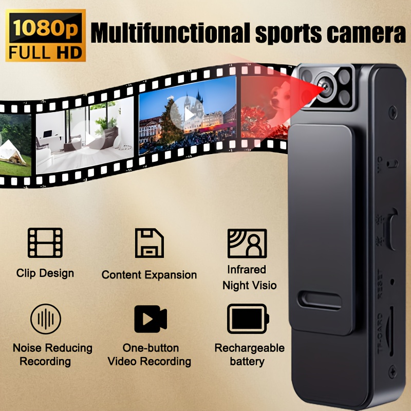 1pc   1080p full hd portable camera with rechargeable battery dual usb charging back   for clothes backpack one click audio video recording night vision auto noise reduction compact lightweight for vlogging travel sports vlogging accessory modern gadget durable construction video recording   camcorder photographic camera camera for vlogging digital camera camera for motorcycle portable body camera body camera mini camera Product details 1