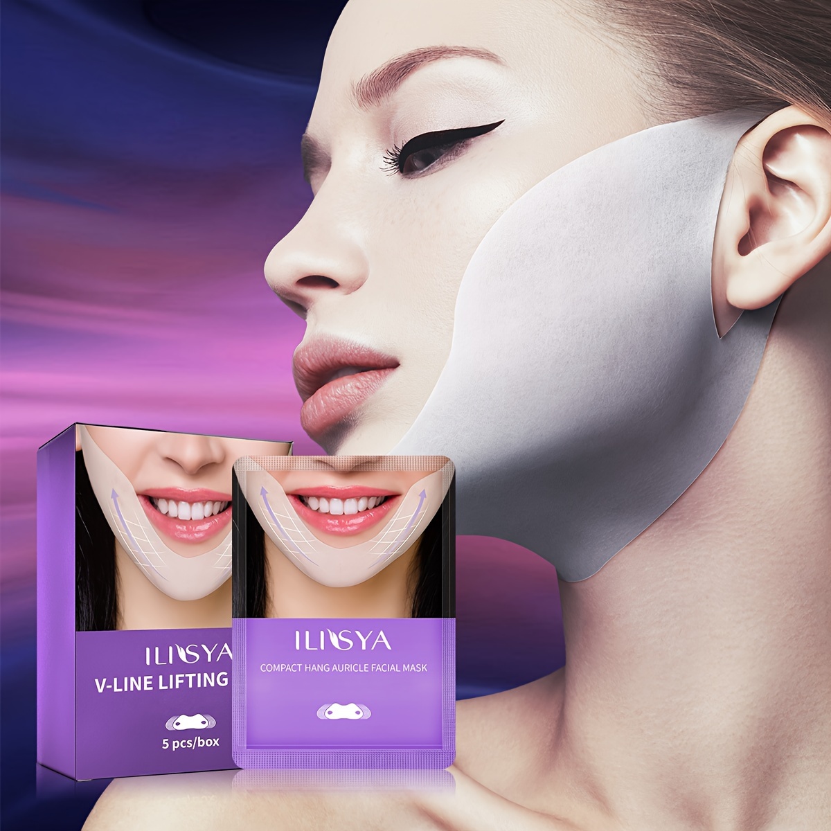 Reusable V Line Lifting Mask Women Purple Face Beauty Belt V