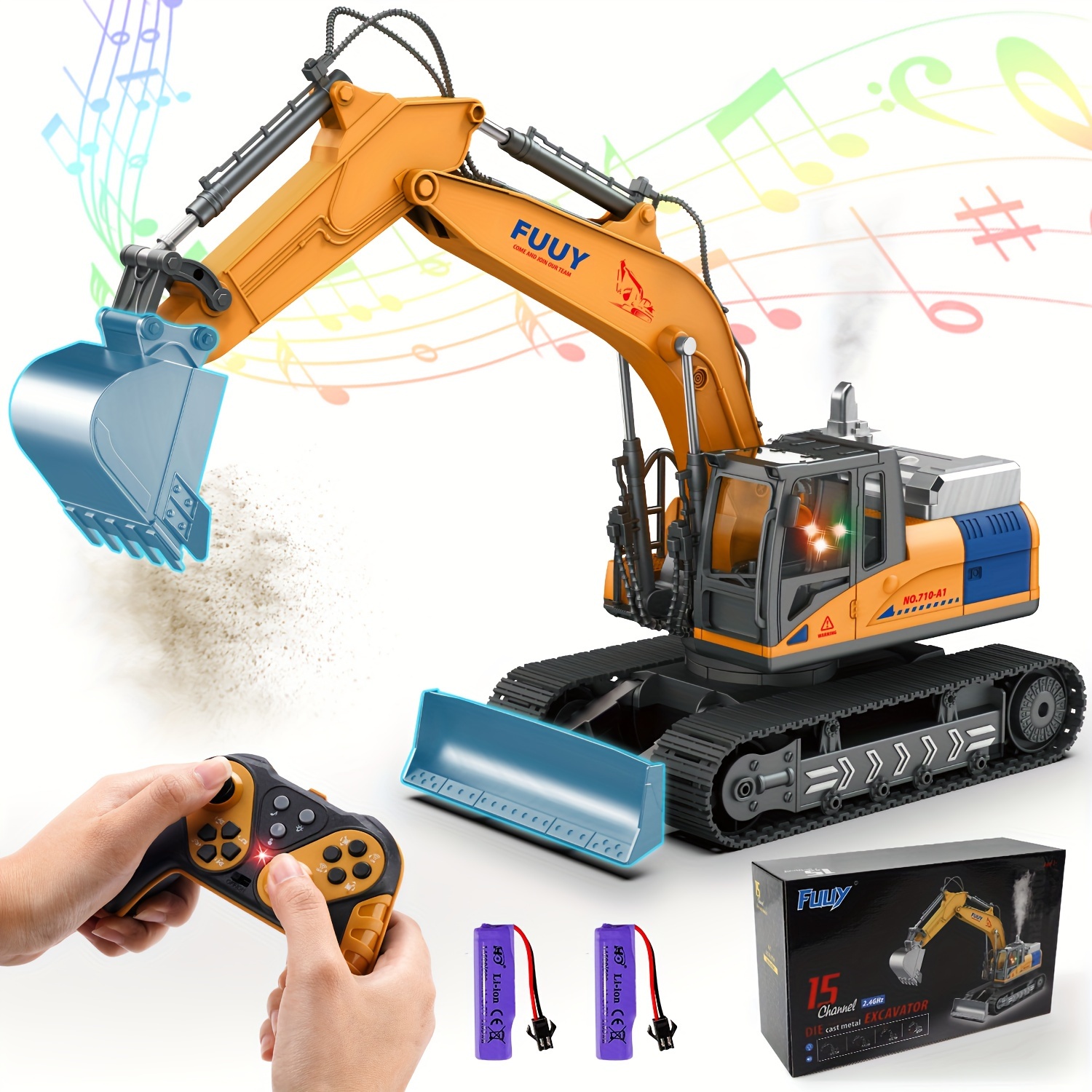 

2.4g Remote Control Alloy Excavator Toy Car 680 Degrees Rotating Spray Engineering Car Model Toy Children's Gifts