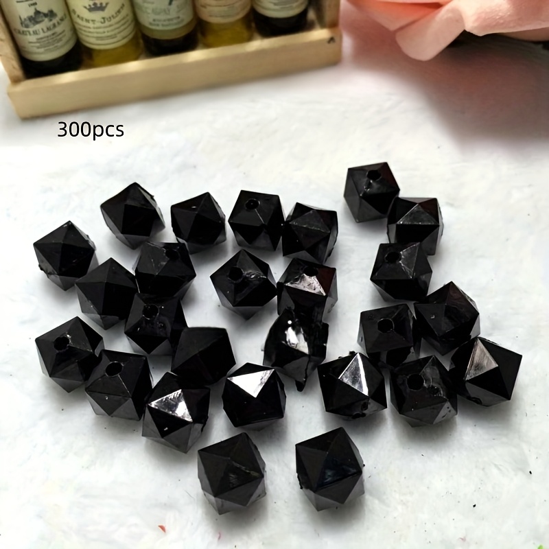 300pcs Of Handcrafted Square Diamond Beads For Projects, Featuring A Starry , Suitable For Home Decor And Handbags, With 10mm Transparent Acrylic Beads For Weaving