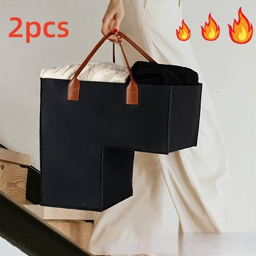 stair storage bag household large felt stair basket multi functional storage basket for stairs 16 inch compatible foldable design shelf basket shelf baskets