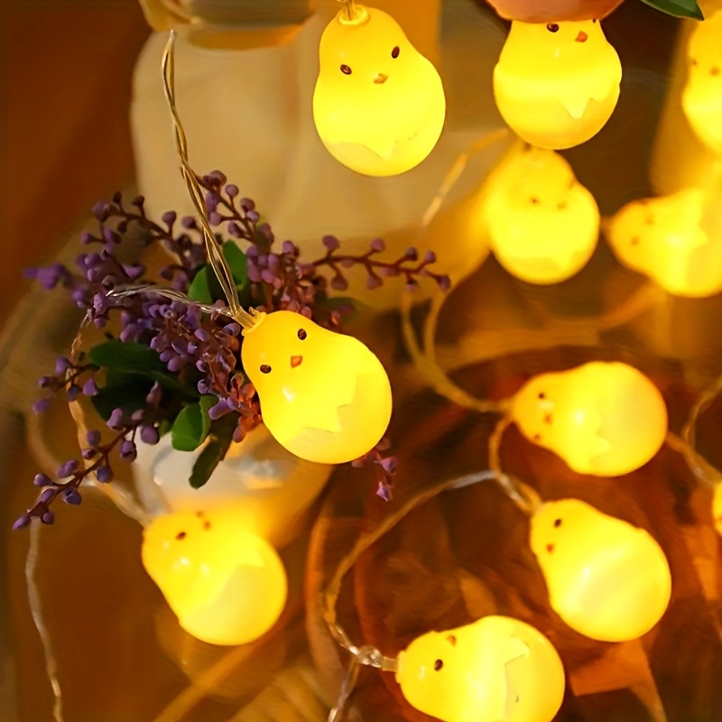 Image of Led Chick String Lights - Battery Powered, Multiple Colors , Perfect For Easter And Holiday Decorations