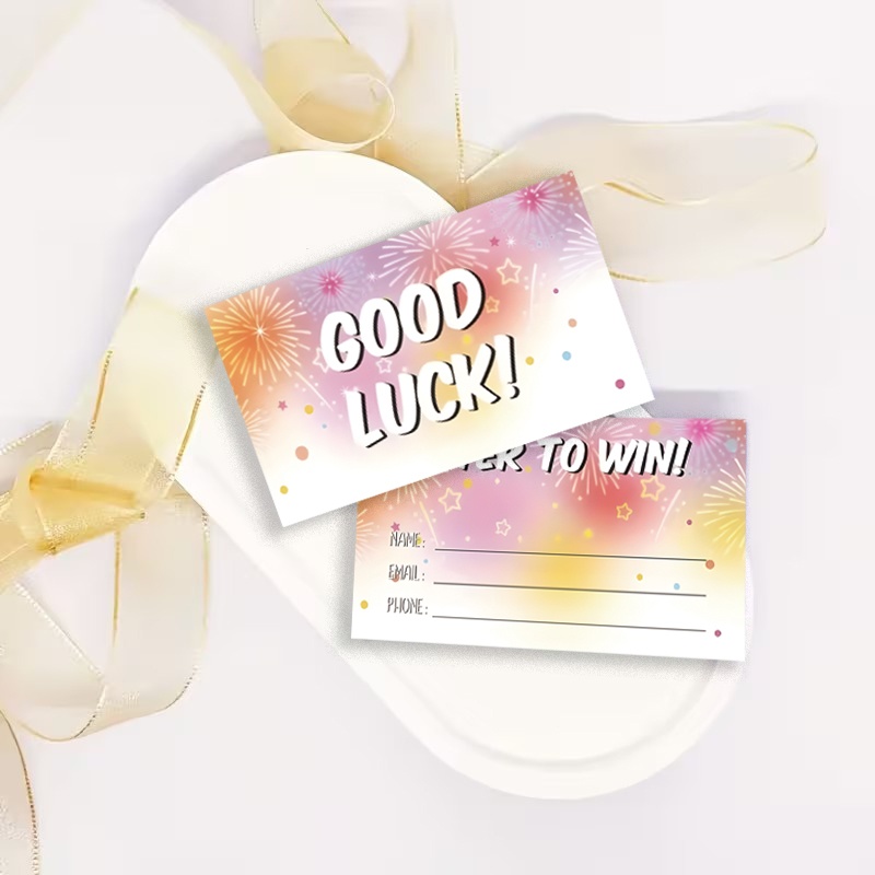 TEMU 50pcs Cards, Blank Entry Cards, Entry Forms, , High-quality Double-sided Printed Paper, , Firework Design