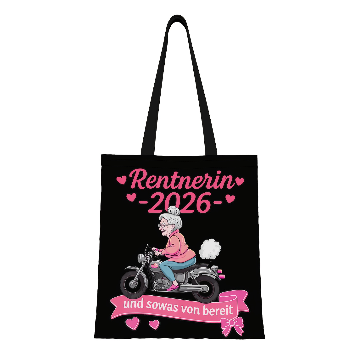 TEMU Women's Rente 2026 Rentnerin On Motorcycle Pensioner 2026 Tote Bag - Women's Handbag Suitable For Daily Shopping, Students, Travel, And Leisure