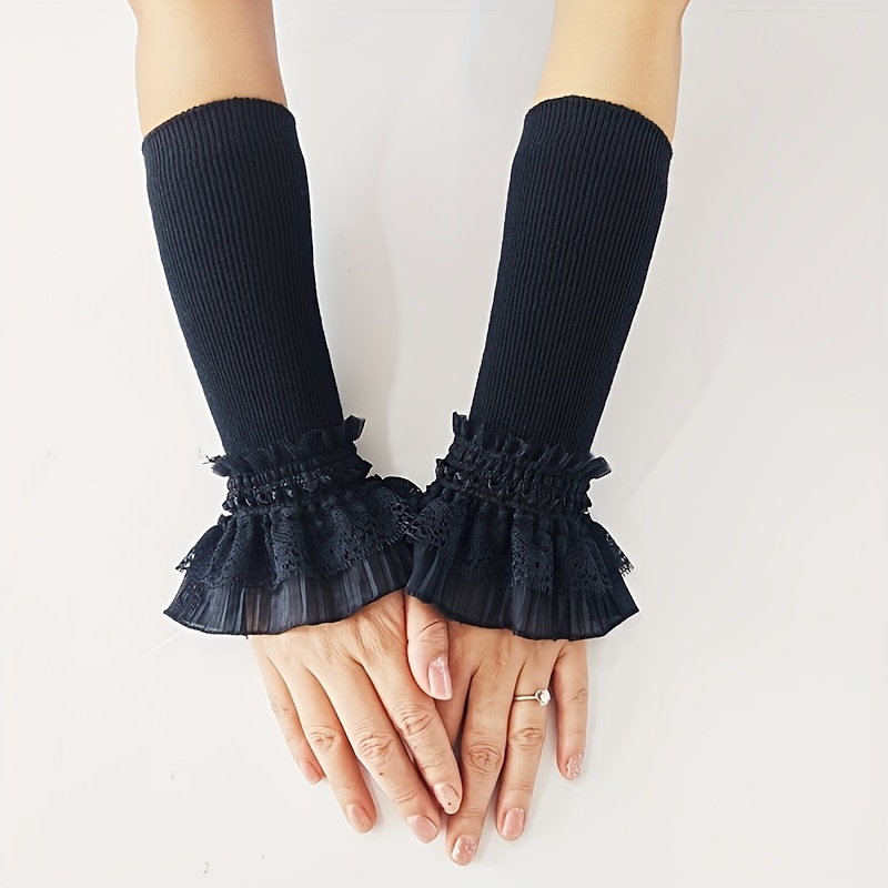 E-shop 1 Paar, Winter-Eis-Seidenspitzenfaser-Langarmstulpen, dünne Braut-Handgelenkschoner für Damen, zum , als Überwurf, als Ärmelersatz