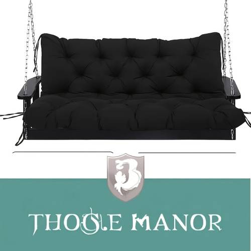 outdoor waterproof swing seat cushion replacement for 2 3 seat porch swings thickened 4 inch all weather polyester mat with non slip backrest support hand washable machine knit construction navy blue 60x40 inch outdoor cushions waterproof garden cozy seating durable construction patio