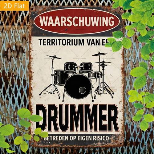 item picture 2d flat 2d flat 2d flat 1pc dutch slogan vintage plate painting 20x30cm metal wall art drum themed with dutch warning suitable for music band rehearsal rooms and music related scenes for music enthusiasts room decor