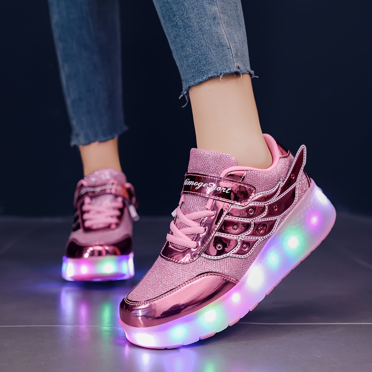 led in dark pink sneakers teens boys Temu Canada