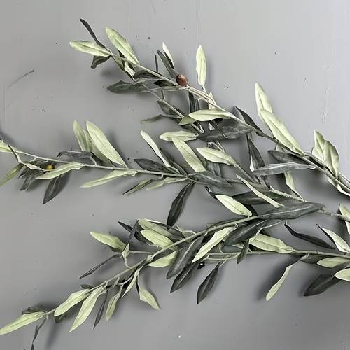 item picture a branch with long olive leaves artificial olive fruits faux olive branches flowers realistic tree branches branches suitable for vase decoration desktop decoration office decor home decor outdoor decoration measuring 113cm 44 4in