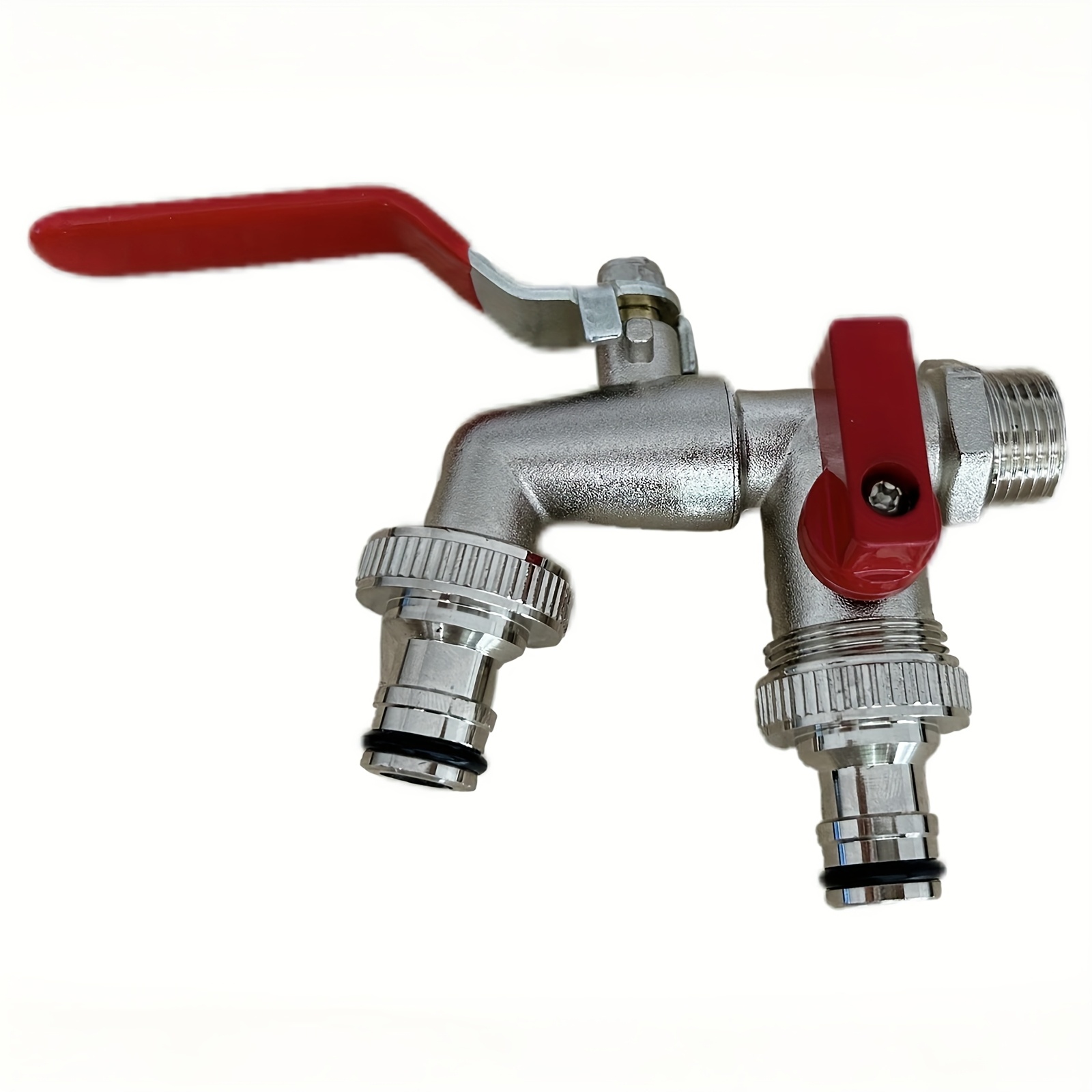 TEMU 1pc Heavy-duty Outdoor Garden Faucet With Dual Outlet - 1/2" Inch Female Threads, -resistant Alloy Construction, For Lawn, Yard, Flower Bed, Car