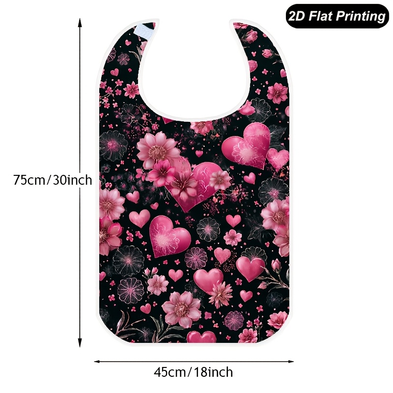 TEMU 1pc Stylish Convenient Bib, And Flowers Pattern Pattern, Designed For Adult Dining It Effectively Prevents Food And Is Washable And Durable.