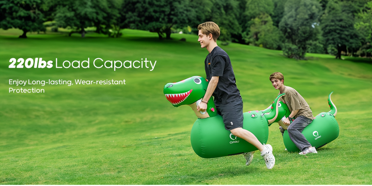 QPAU 2pcs Inflatable Bouncy Dinosaur Toys With Hand Pump, Heavy Duty Giant Bouncy Pal, Ride On Bouncy Animal Hopper Toy, Indoor Outdoor Hopping Horse For Kids Girls Boys Ages 5-14, Mother'S Day Gift