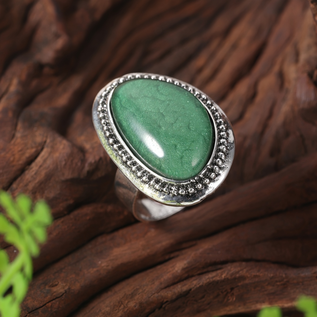 Vintage Boho Oval Resin Ring for Weddings & Parties