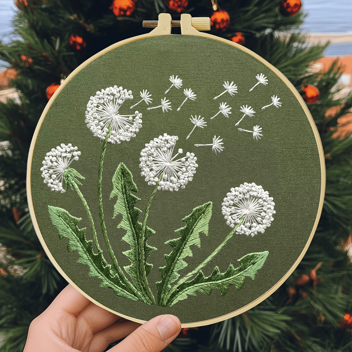 TEMU Adult Beginner Embroidery Kit Includes An Embroidery Canvas, Embroidery Hoop, Instructions, And A Kit Of Colored Thread And Needles. The Kit