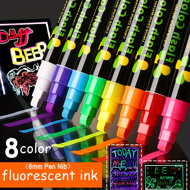 Image of 8 Colors Chalk Marker Pens, Washable & Wet Erase Chalk Markers For Blackboard, Chalkboard Signs, Glass Window, Graduation Celebration School Students Art