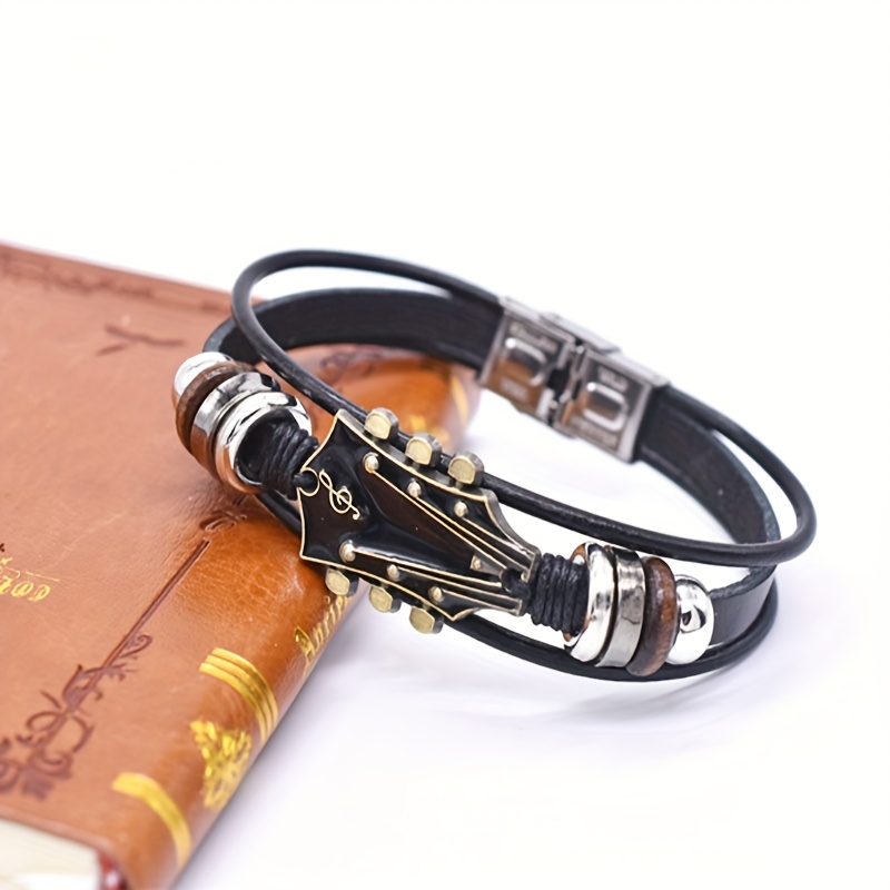 

1 Stylish And Elegant Guitar Leather Bracelet, Daily Festival Event Matching Accessories, Valentine's Day, Anniversary, Birthday, New Year And Other Festivals To Give Gifts To Music Lovers