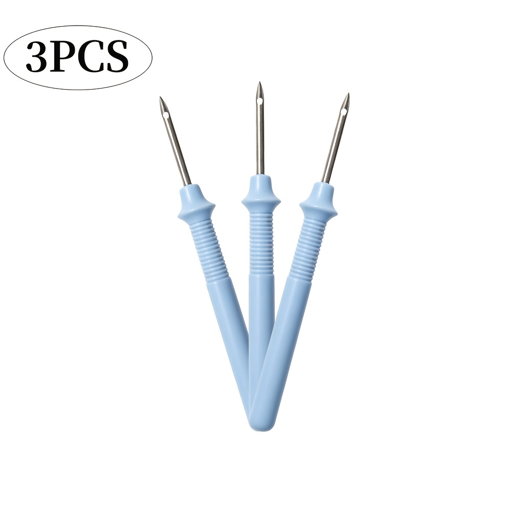 TEMU Ensemble de 3 outils de broderie au point de piqure avec manche et embouts en plastique - 3,5 mm, convient pour la fabrication de tapis DIY, le