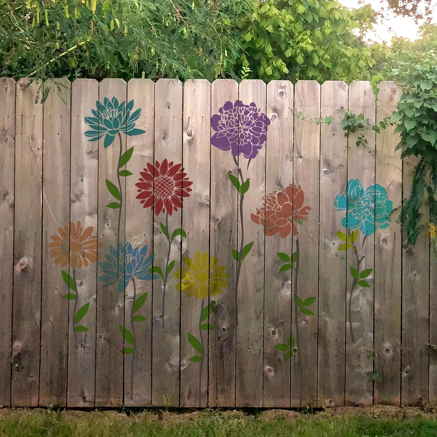 große blumenschablonen, 10 wiederverwendbare blumenschablonen geschenk, sonnenblumen pfingstrosen blumenschablonen zum malen auf holz, für holz garten   wand dekorationsmalerei, malerei blumenschablonen