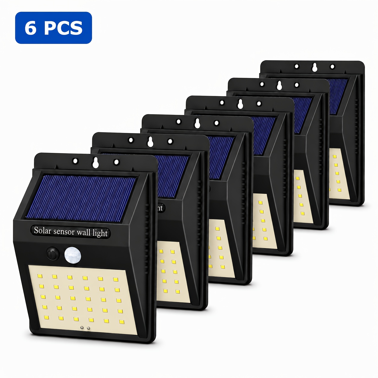 Image of 6pcs Of Outdoor Solar Lights With Motion Sensor, Led Solar Light Wall Light Suitable For Garden, Yard, Patio, Garage, Driveway, Porch And More Led Solar Wall Lights Outdoor