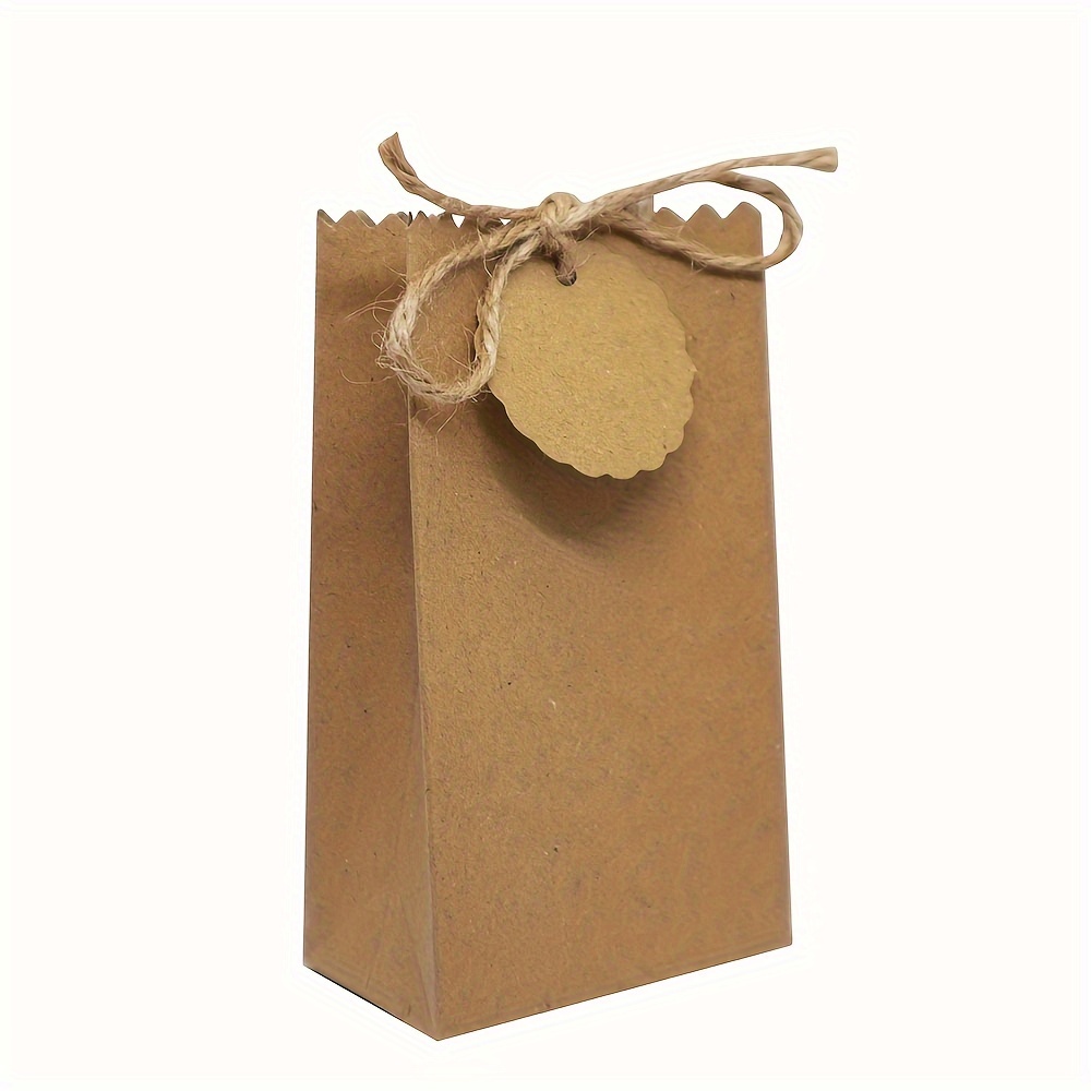 

24pcs Paper Gift Bags With Round Tags And , Small Party Favor Bags For Birthday, Wedding Candy, Cookies Packaging - Light Brown, Small Gift Bags