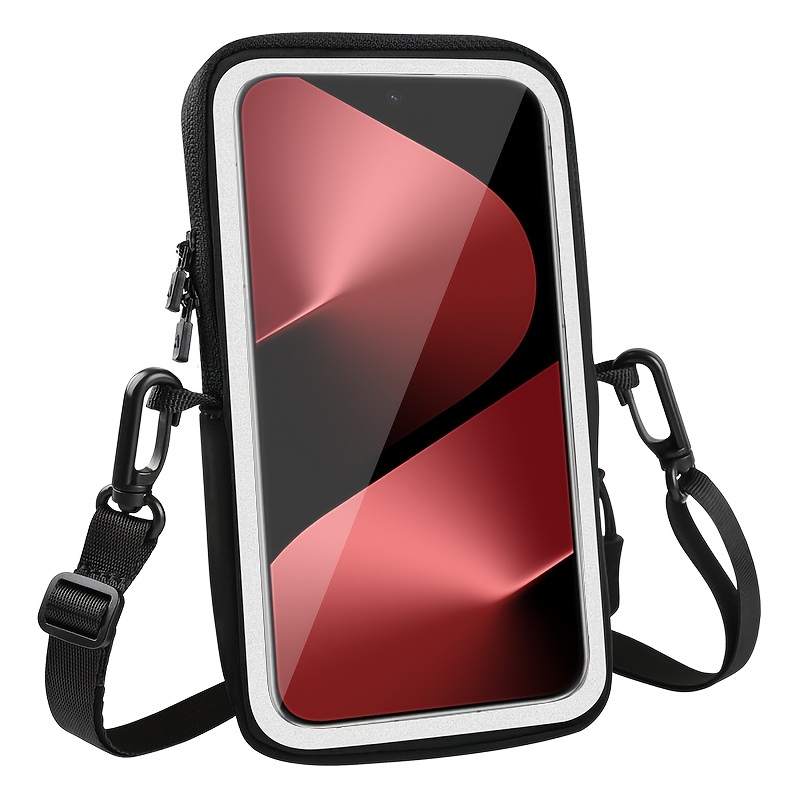 TEMU 1pc Touch Screen Mobile Phone Bags For Iphone 17 16 15 14 13 Pro Max Multifunction Outdoor Crossbody Phone Storage Pouch With Adjustable Lanyard
