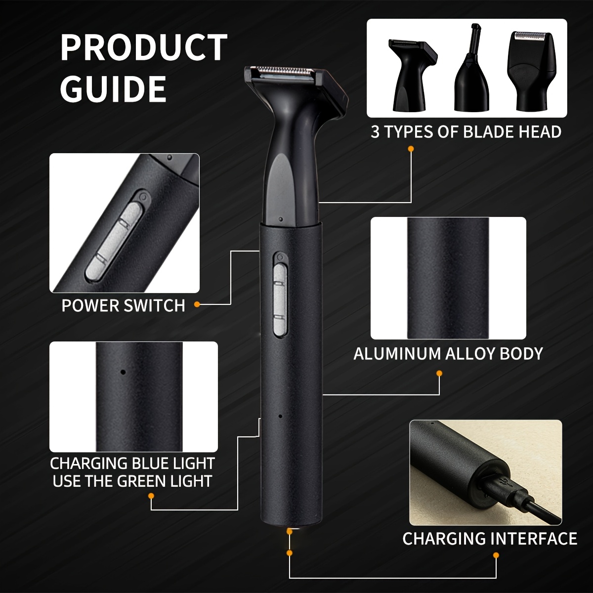 4 in 1 multi function electric hair remover set usb rechargeable trimmer for face nose eyebrows legs bikini area portable gentle ideal for men women great gift for travel or everyday grooming Product details 2