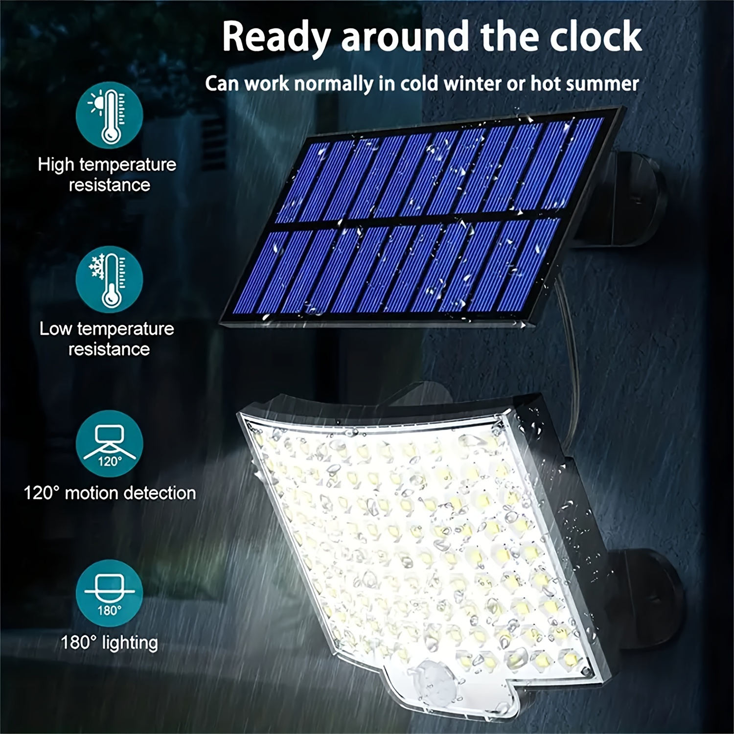 1pc 106 led solar outdoor wall light garden solar lamp with motion sensor 120 angle 16 5ft cable adjustable height remote control for outdoor garage use christmas gifts holiday office bedroom hotel party restaurant decoration details 4