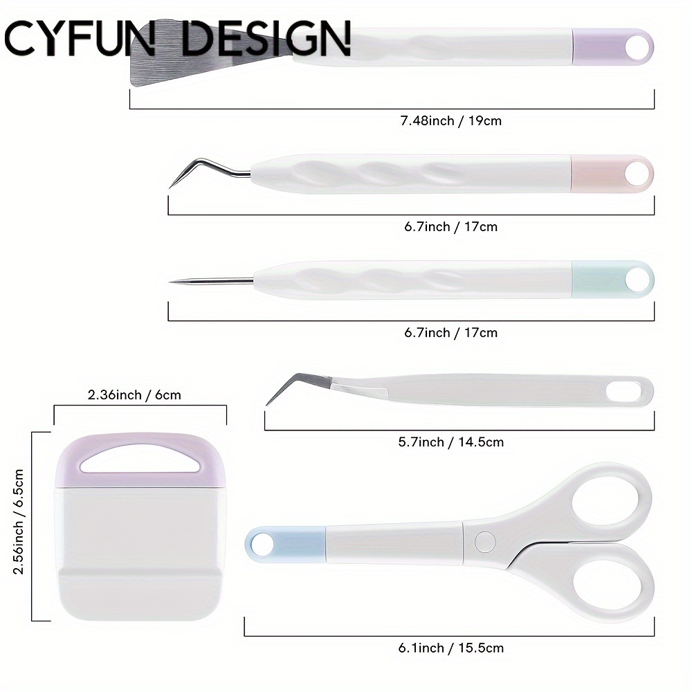 TEMU Design 6pcs Craft Vinyl Weeding & Scrapbooking Tool Set - Diy Silhouette Carving Kit For Handmade Projects