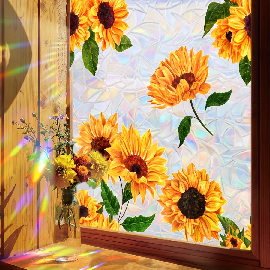 

Vintage Classic Sunflower Eva Privacy Window Film - 110cm/43.3inch X 45cm/17.7inch - Elegant Home Decoration - Easy To Install - Brand