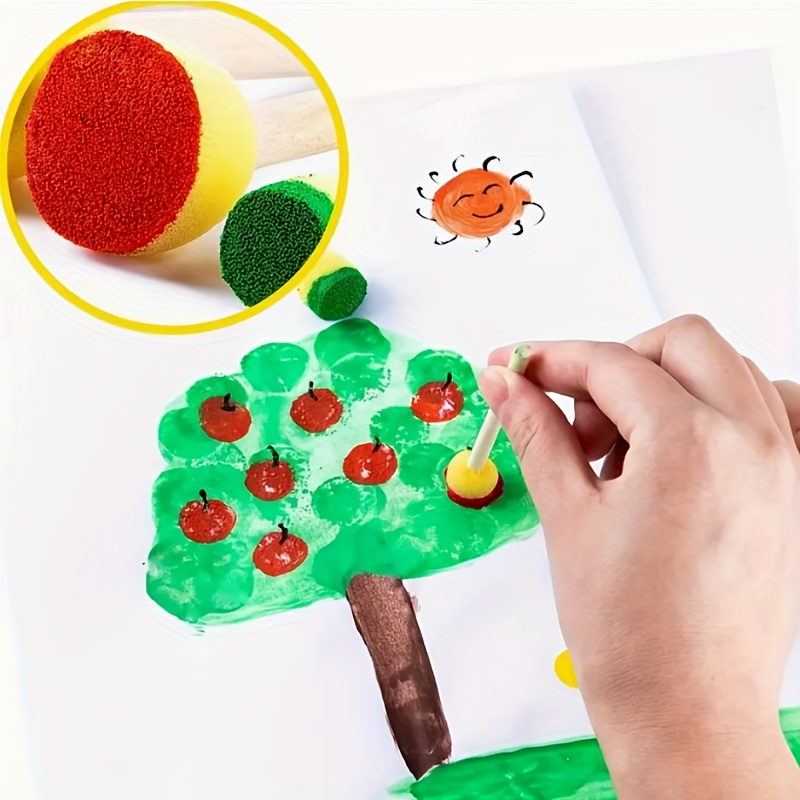 Set of 36pcs Round Sponge Professional Stamp Set, 4 Sizes for Art Projects