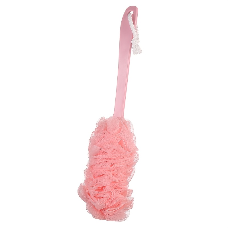 TEMU 1pc Back Scrubber, Long Handle Bath Brush, Soft Mesh Sponge For Body Back Cleaning, Unisex Bathroom Shower Accessories For Daily Deep Cleaning,