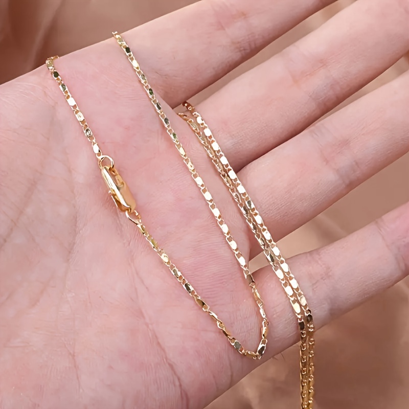 

1pc Luxury 2mm Flat Chain Punk Necklace Classic Fashionable Men And Women Diy Chain Necklace Fashion Jewelry