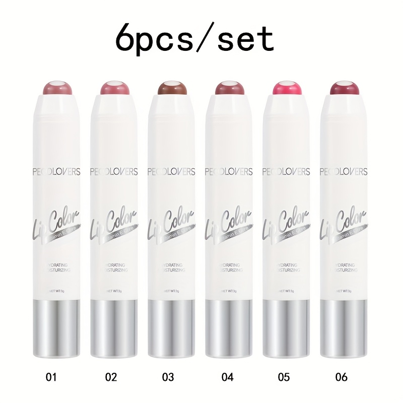 TEMU 6pcs Nude Sandwich Lipstick Set - 2-in-1 Moisturizing & Long-lasting, Hydrating Balm With Natural Pink & Red Tones For Types