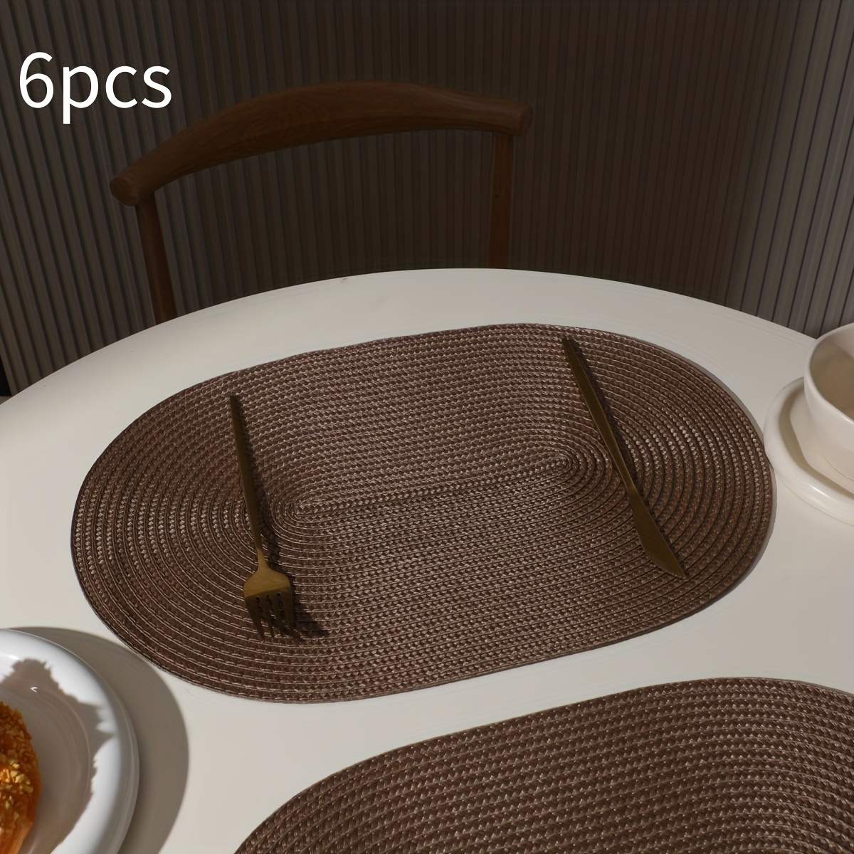 Image of Oval Placemats For Dining Table, Set Of 2/4/6 - Wipe-clean Table Mats, Modern Mats For Dinner Party, Kitchen, Holiday Table Setting (color Options)