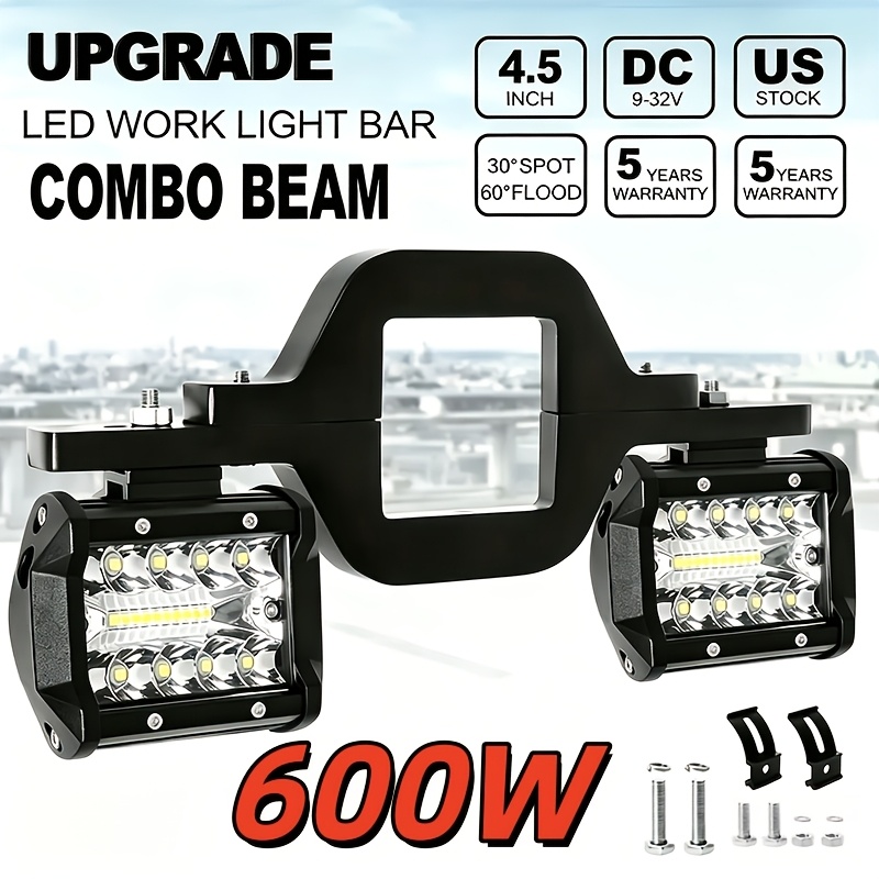 TEMU 600wled Work Light Bracket+work Light, 2-inch Trailer Hook Bracket, Used For Car, Truck, , Off-road, Atv Ship Lighting, Ultra-high Brightness